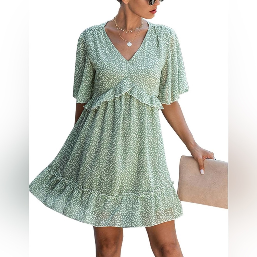 Kirundo green ruffle hem dress